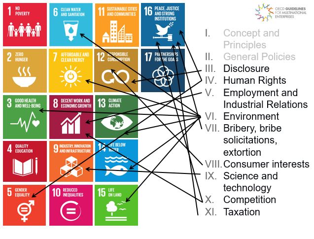 Chapters in the OECD guidelines harmonizing with the SDGs