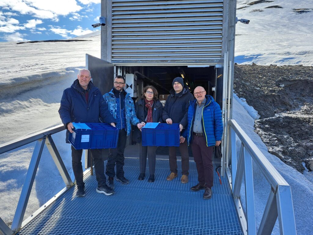 A group of italians outside the seed vault