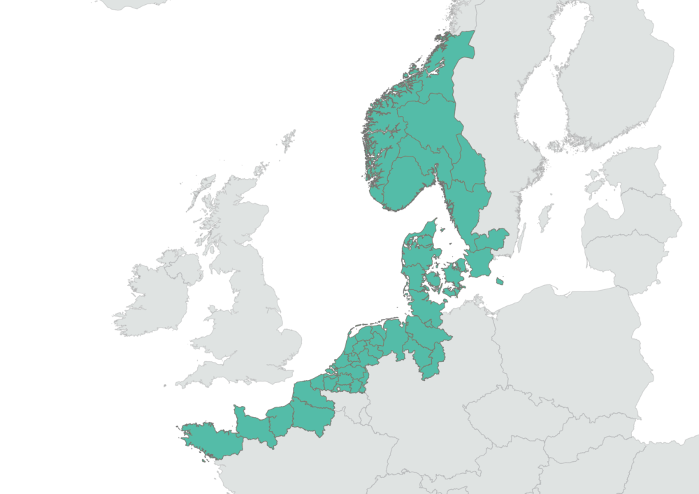 kart over nordsjøregionen