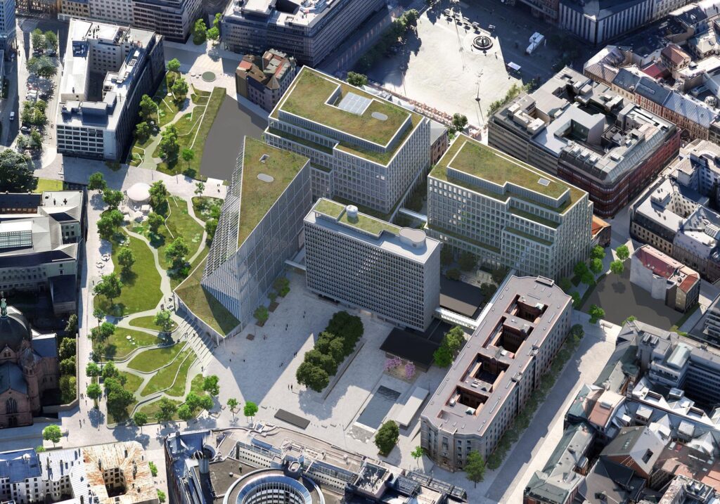 Oversiktsbilde, byggetrinn 1 og 2. Regjeringskvartalet.