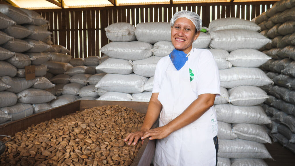 Woman in a nut factory