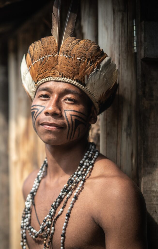 Man in Brazil in traditional headpiece