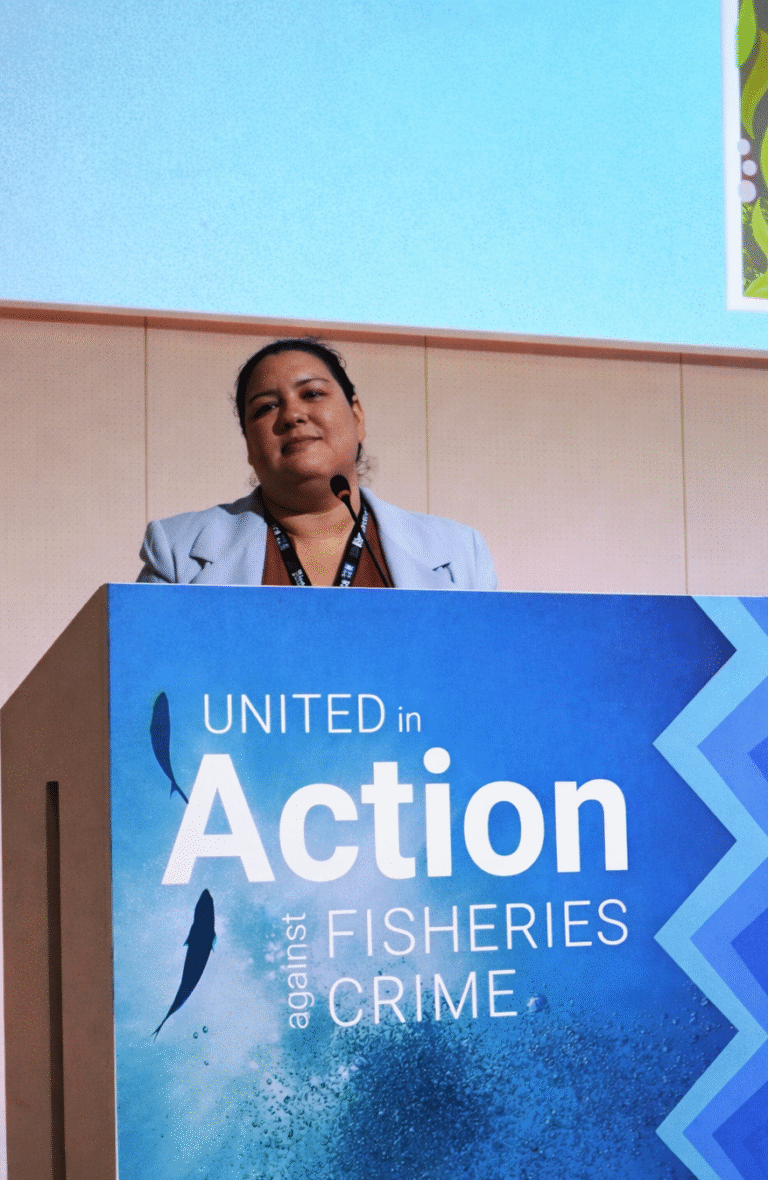 Catarina Cardoso addressing the Blue Justice Community Gathering, in Copenhagen 2025.