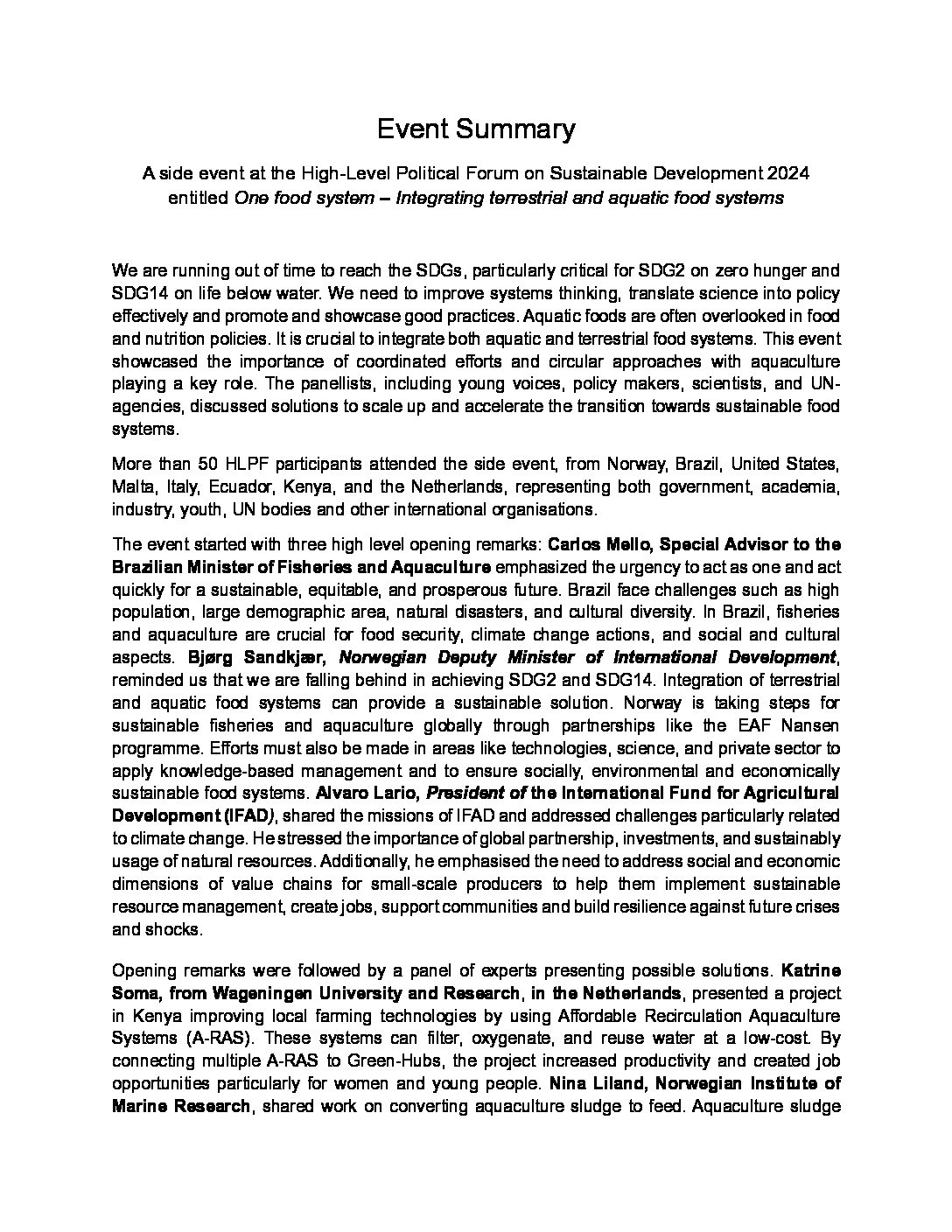 Event Synopsis Event-summary_HLPF2024-Side-Event – Sustainable Food from the Oceans ...