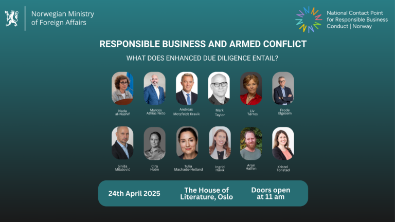 Plakat for seminar: Responsible business and armed conflict