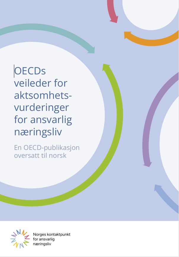 Framsida på den norske versjonen av OECD sin rettleiar for aktsemdsvurderingar for ansvarleg næringsliv